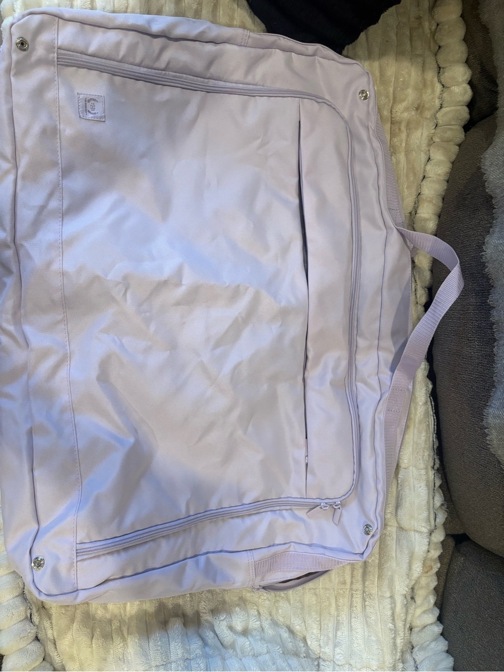 Light Lavender Tote Bag with Front Zip Pocket